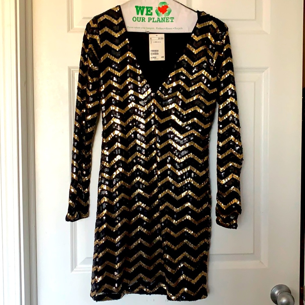 H&M Gold and black party dress